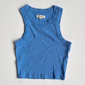 Madewell Blue Ribbed Cropped Tank Top XXS